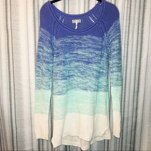 Kirra Ombré Blue Stripe Marled Sweater Tunic Small